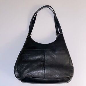 Colleta genuine black soft leather small handbag w gold tone hardware